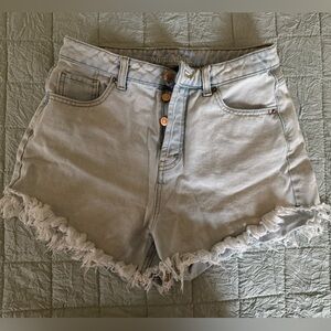 Light Blue Frayed Denim Shorts